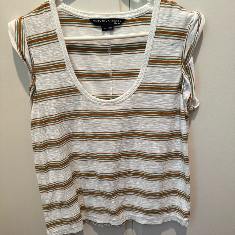 Veronica Beard Multicolor Striped Short Sleeve Top